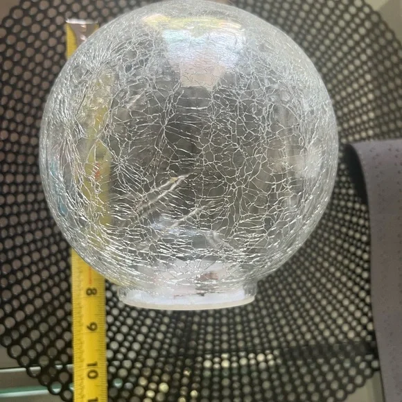 Crackle Glass LED Ornament – Elegant Hanging Lighted Globe about 6 1/2 inches - Picture 5 of 5
